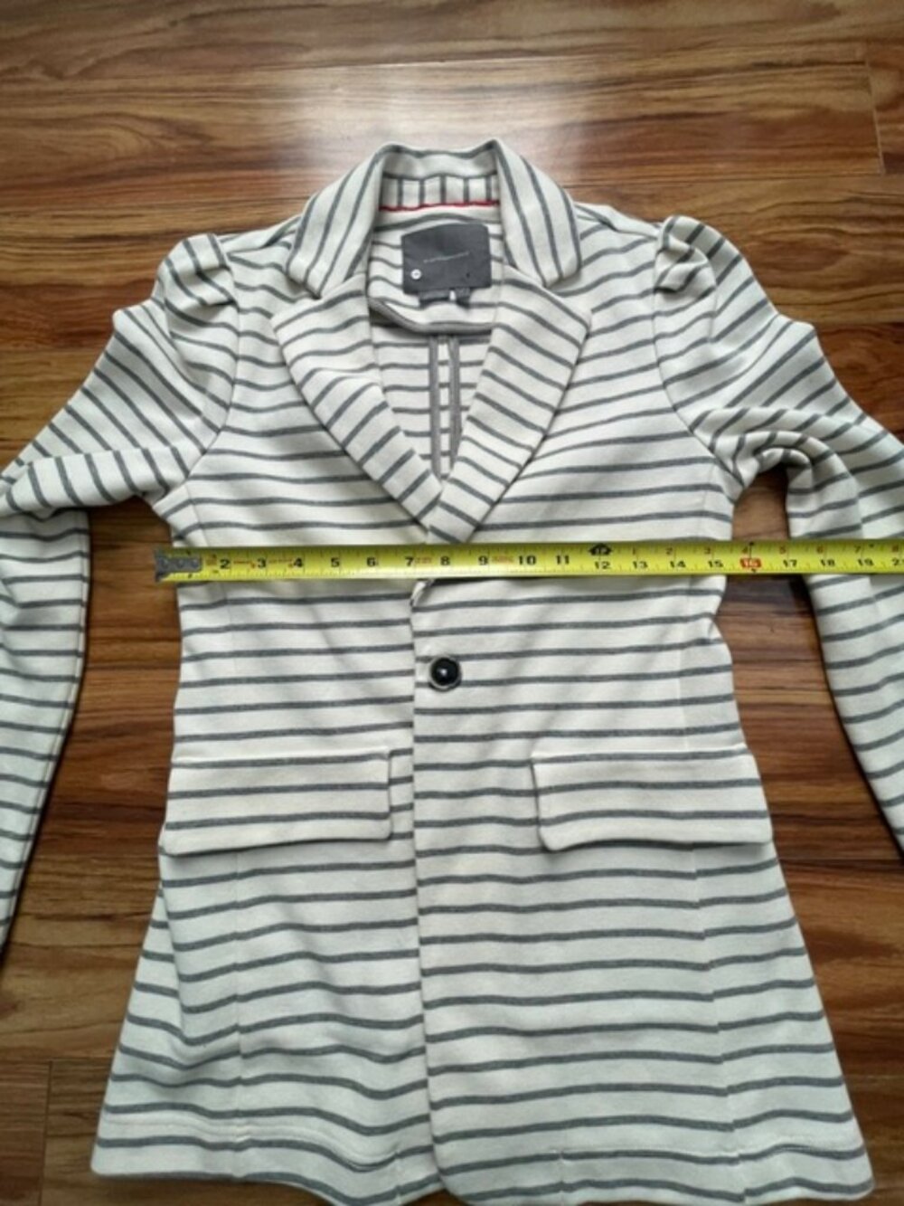 Anthropologie Women's Francoise Striped Knit Blazer, Black White, Size XS - Picture 5 of 7